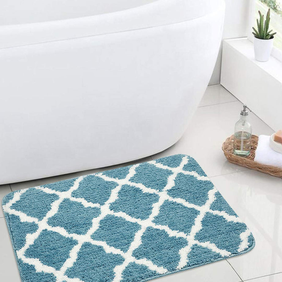 SARAL HOME EASY LIVING Microfiber Rectangular Bath Mat (Turquoise, 45X70 Cm)