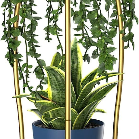 SenceWin Decore Plant Stand Indoor Outdoor, 2 Tier Metal Tall Planter Stand 26.5" Flower Stand Holder Heavy Duty Rustproof Plant Shelf Rack for Corner Garden Patio Lawn Balcony office (Golden)