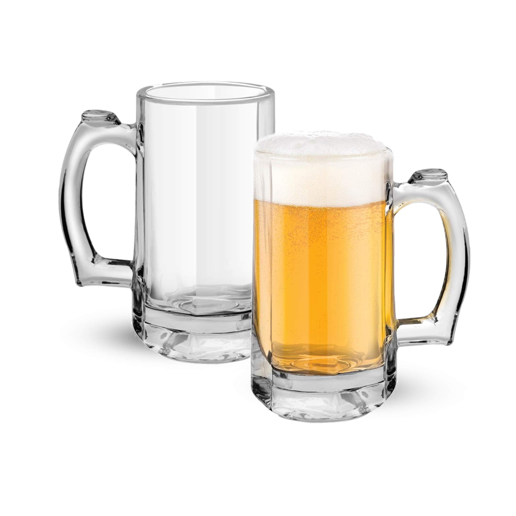 Treo Milton Glass Beer Mug (Transparent, 348ml) - Set of 2