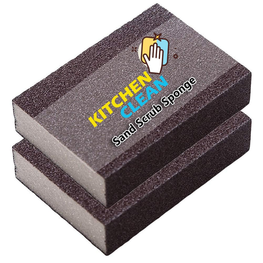 Kitchen Clean ™ Multipurpose Sand Scrub Sponge Pads | Cleaning Scrubber for Dishes, Bathroom, Toilet, Floor | Strong Deep Stain Cleaning | Burnt Vessel Tough stain cleaning Sand Sponge (Pack of 2)