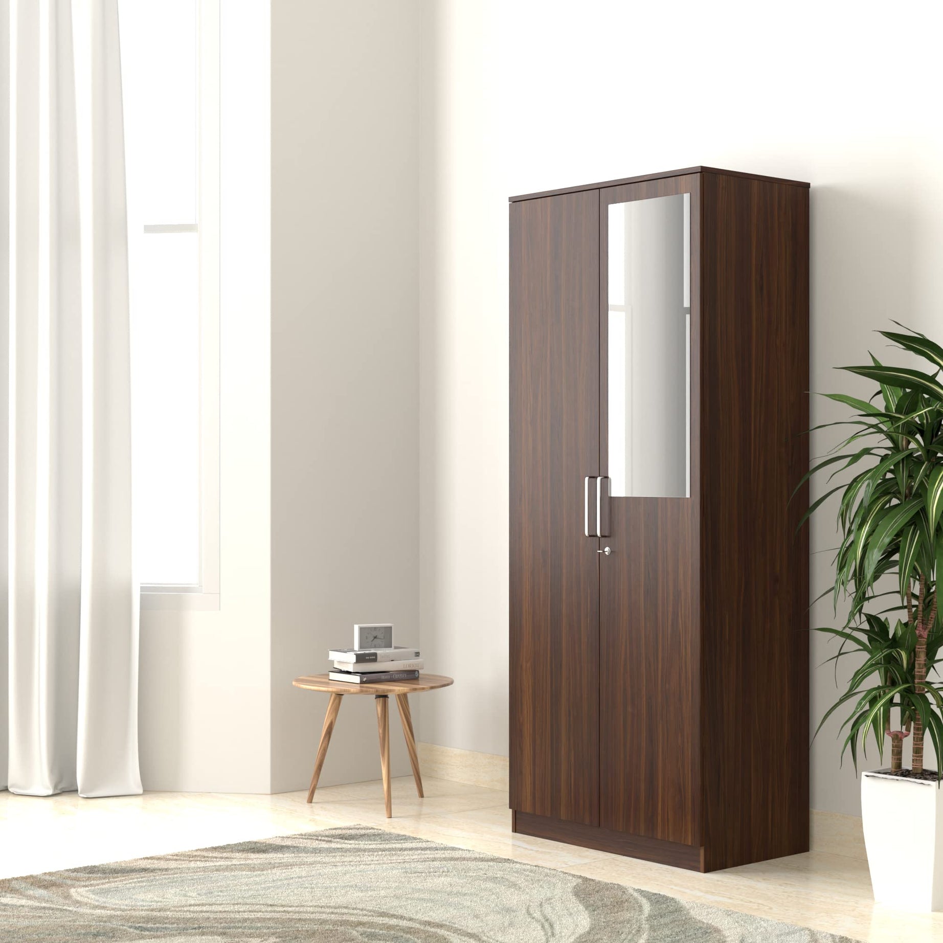 Amazon Brand - Solimo Madray Engineered Wood Wardrobe, Walnut, 2 Door