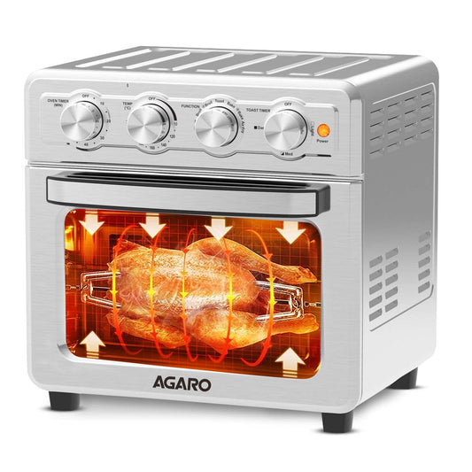 AGARO Regal Air Fryer For Home, 23L, Family, Rotisserie Convection Oven, 1800W Electric Oven, 7 Presets Programs, Stainless Steel, Bake, Roast, Toast and Reheat, Silver.