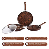 Cello Aluminium Induction Base Non-Stick Cookware Set, Brown, Woody