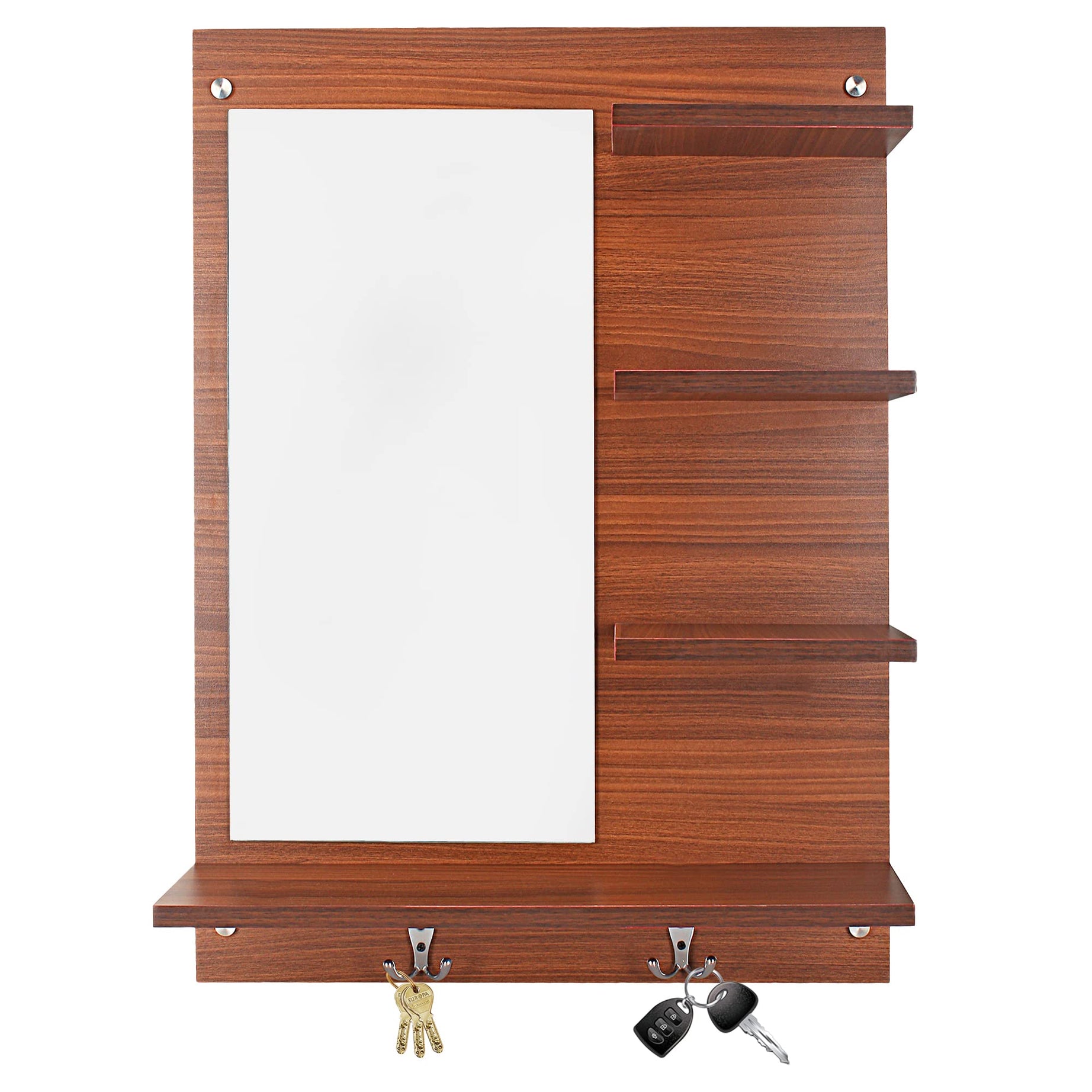 Sanvox Engineered Wood Dressing Table Mirror- (80X60X14) (Walnut), Brown