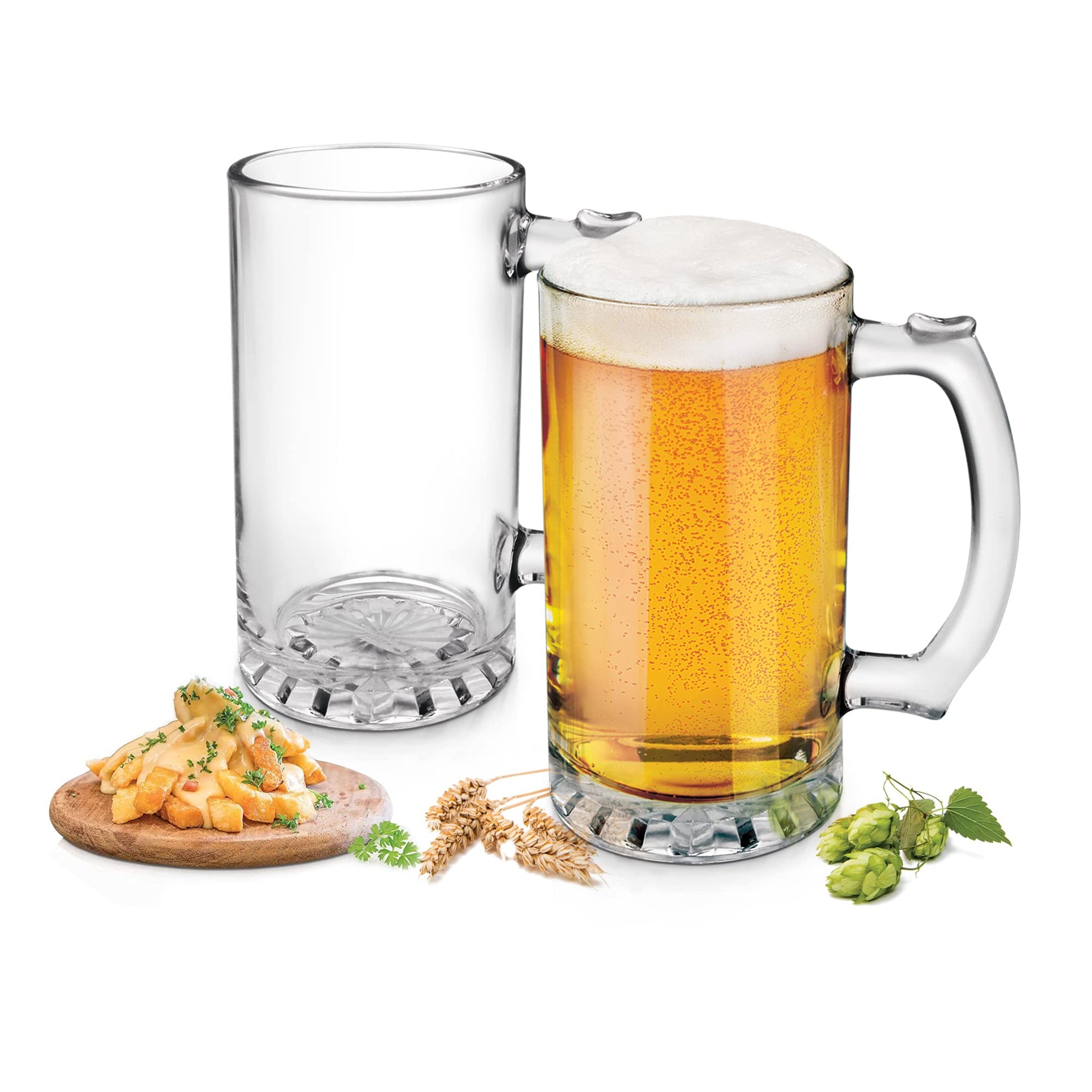 Treo By Milton Thunder Cool Beer Mug, 447 ml Each, Set of 2, Transparent | Beer Mug | Cocktail | Party | Mocktail | Drinking Glass With Handle