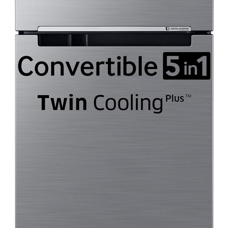 Samsung 322 L, 3 Star, Convertible 5-in-1 Digital Inverter with Display Frost Free Double Door Refrigerator (RT37C4523S8/HL, Silver, Elegant Inox, 2024 Model)