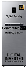 Samsung 322 L, 3 Star, Convertible 5-in-1 Digital Inverter with Display Frost Free Double Door Refrigerator (RT37C4523S8/HL, Silver, Elegant Inox, 2024 Model)