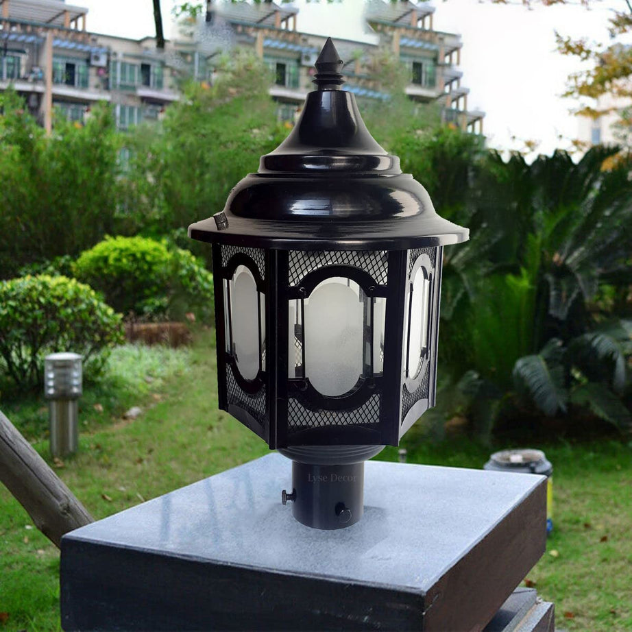 Black Metal Decorative Outdoor Gate Light Lamp for Home Office Garden Park Farmhouse (Black)