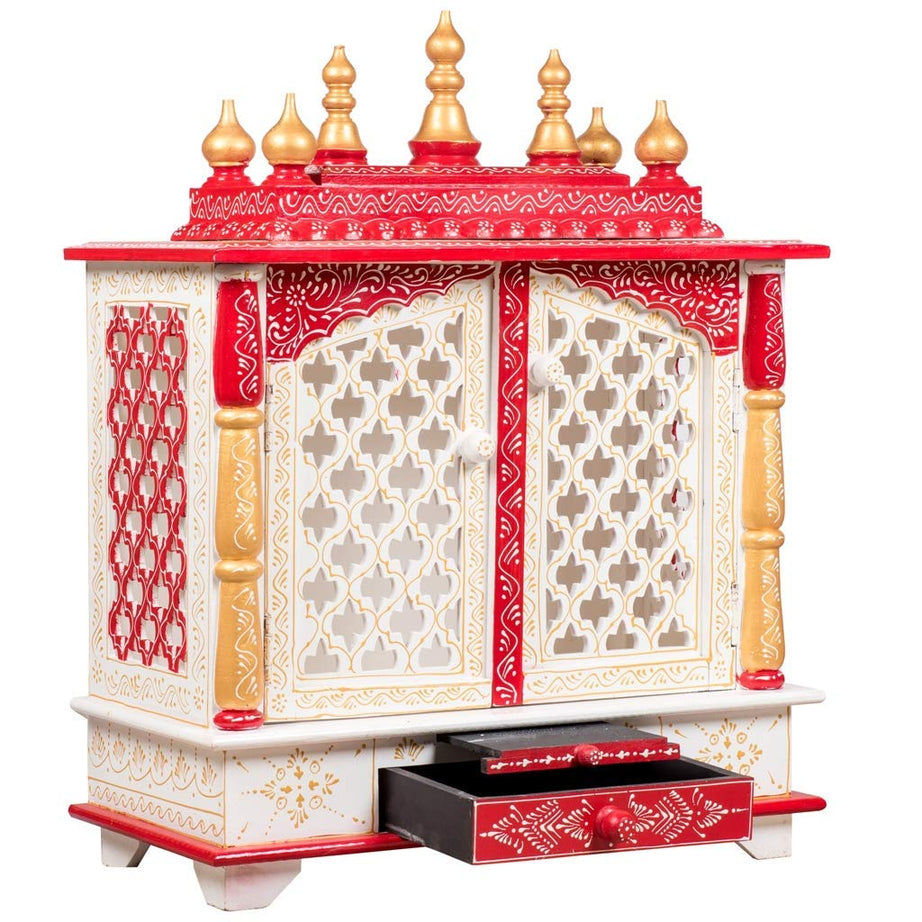 Kamdhenu art and craft Wood Home Religious Temple (22 x 11 x 28 inch, Multicolor) Standard