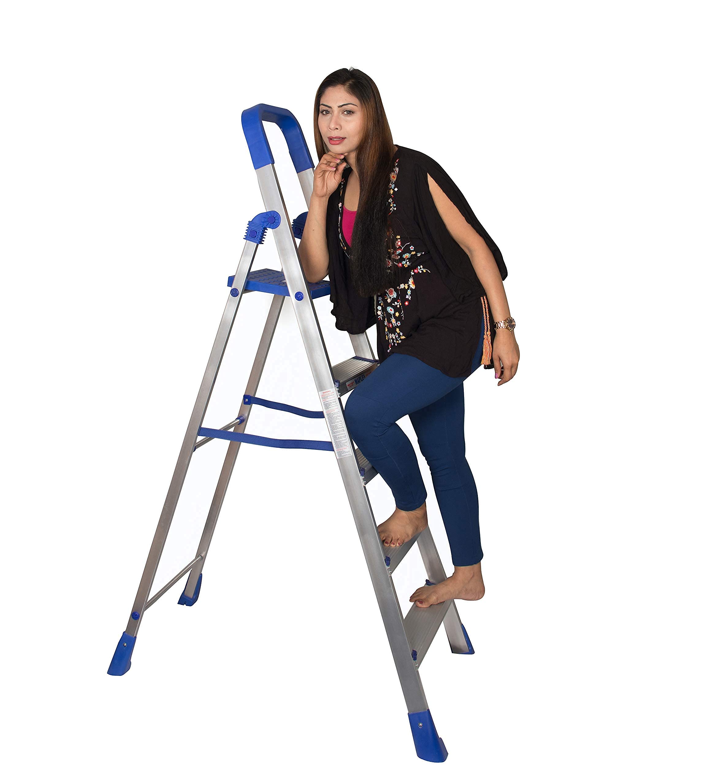 Parasnath Blue Maple 5 Step Light Weight Aluminium Heavy Duty Folding Ladder Made in India