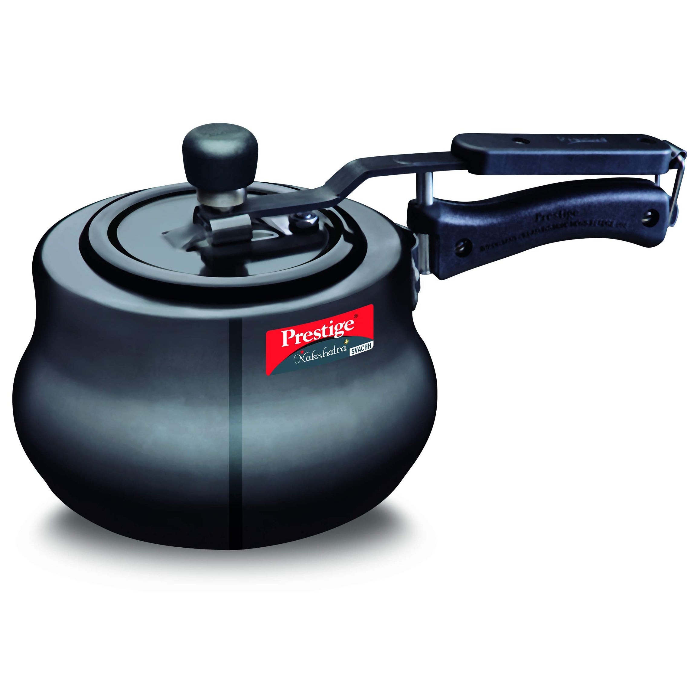 Prestige 2 Litres Svachh Induction Base Inner Lid Hard Anodised Handi| Black | Deep Lid Spillage Control | Metallic Safety Plug | Anti-Bulge Base