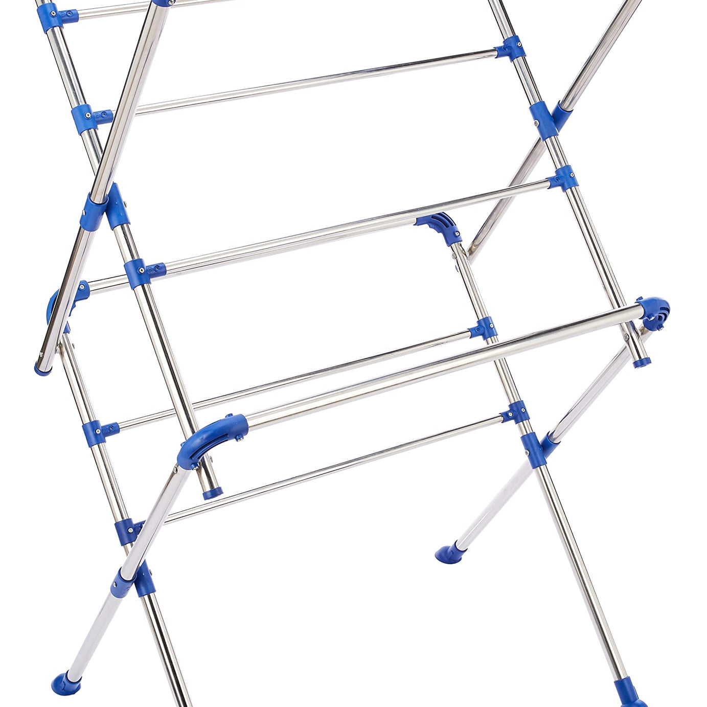 Amazon Brand - Solimo Premium Extra Large Cloth Drying Stand, Stainless Steel (Natural SS & Blue)