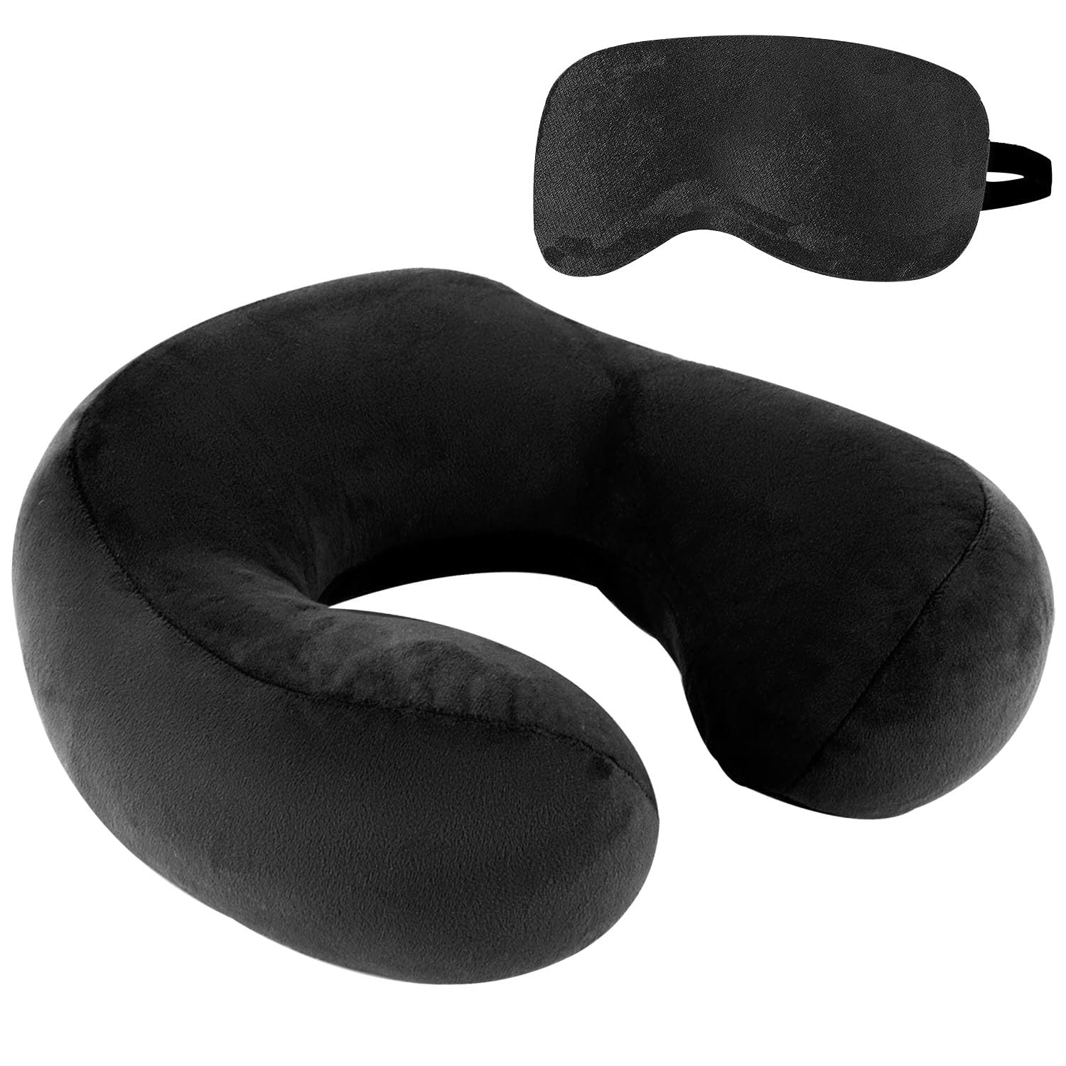 Trajectory Polyester Travel Neck Pillow With Sleeping Eye Mask Combo With 5 Years Warranty For Travel In Flight Car Train Airplane For Sleeping And Orthopedic Cervical Pain For Men And Women Black