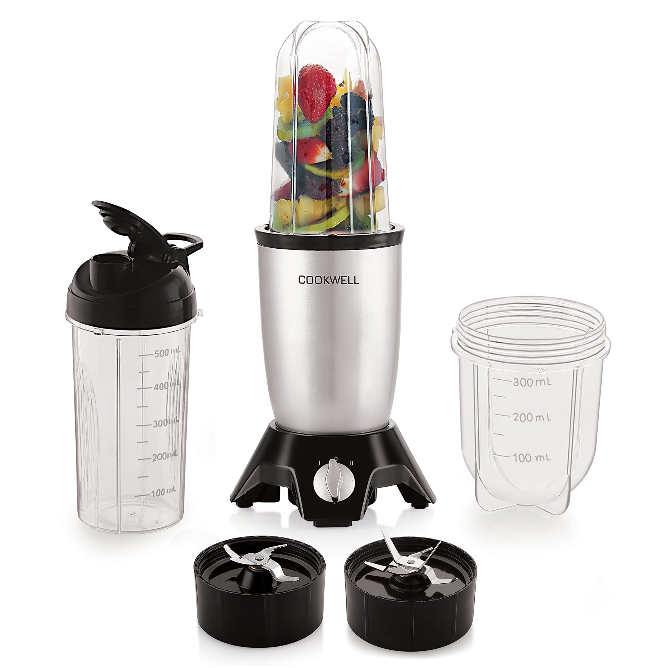 Cookwell Bullet Mixer Grinder (3 Jar, 2 Blade, Silver) - Copper, 600 Watts