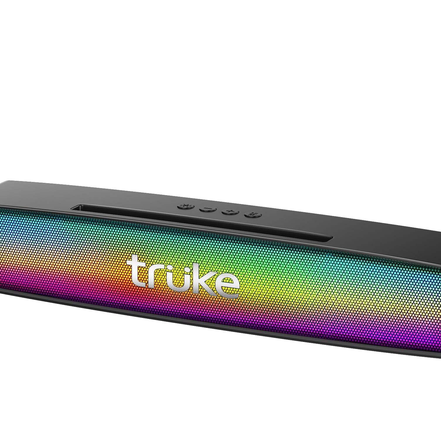 truke Thunder Bar 16W Bluetooth Speaker with RGB LEDs - Dual 52mm Speakers, 6Hours Long Battery Life, Mobile/Tablet holder, AUX, USB, FM mode, Portable Speaker for Home/Outdoor/Travel [Black]