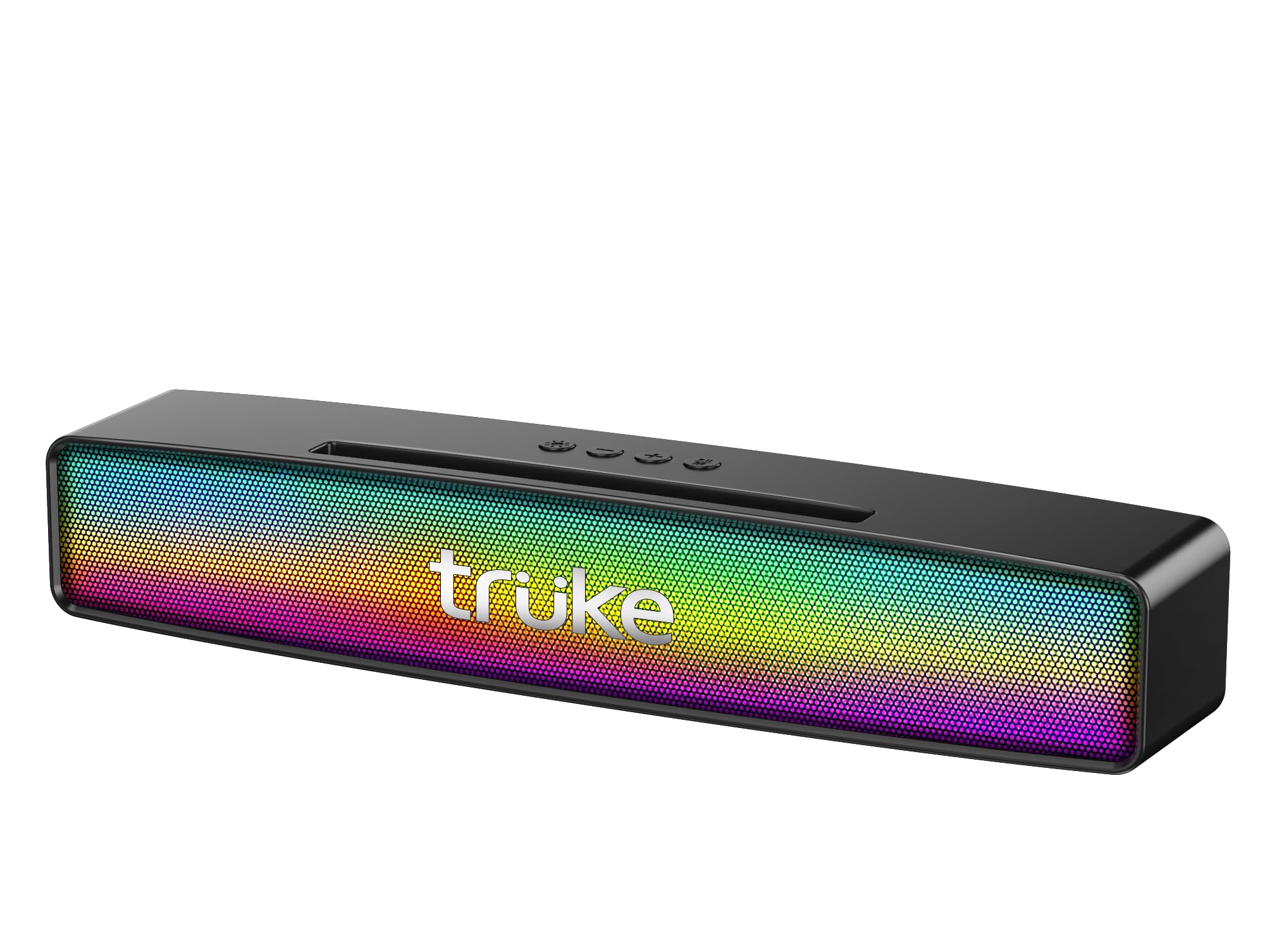 truke Thunder Bar 16W Bluetooth Speaker with RGB LEDs - Dual 52mm Speakers, 6Hours Long Battery Life, Mobile/Tablet holder, AUX, USB, FM mode, Portable Speaker for Home/Outdoor/Travel [Black]