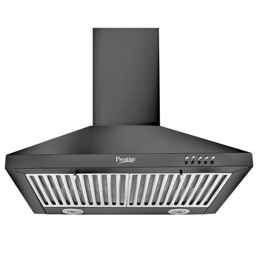 Prestige Dura Plus 600 Contemporary Black Kitchen Hood chimney|Powerful 1000M3/Suction|Easy Push Buttons With 3 Speed|Ss Baffle Filter