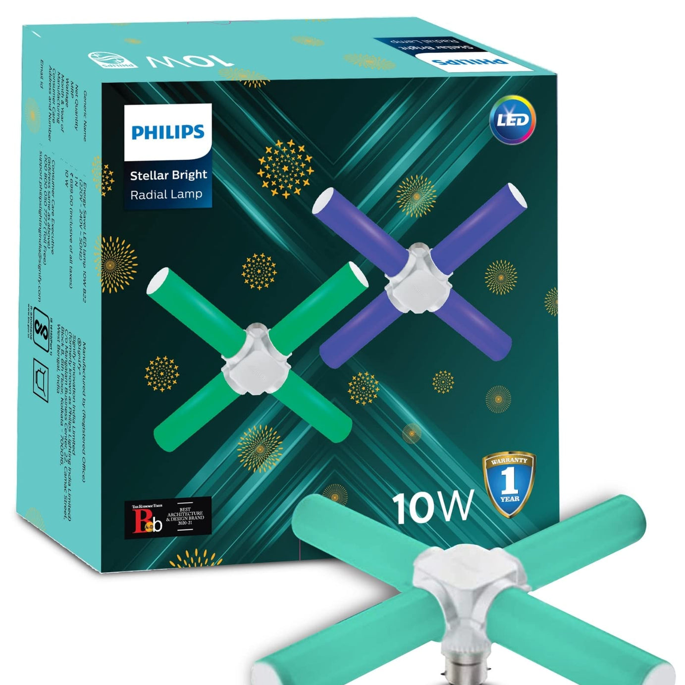 Philips 10-Watts B22 Green Radial LED Bulb(Pack of 1)