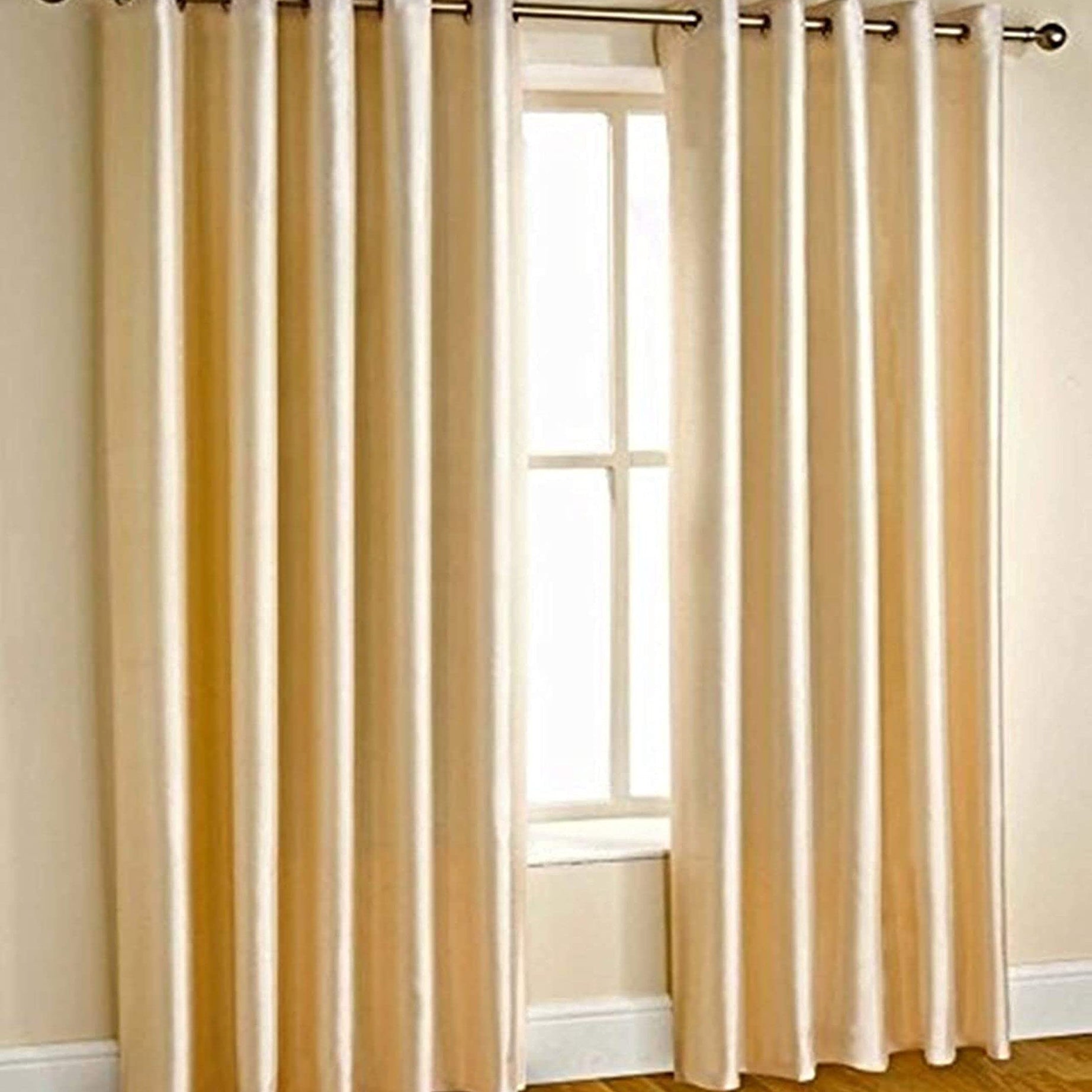 Kiara Creations 1 Piece Plain Solid Curtains for Window 5 Feet, Cream (Cream, 5 Feet (1-Pc))