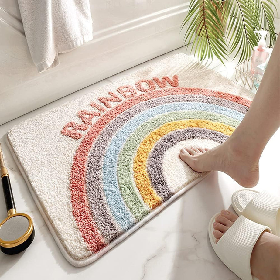 Roseate Rainbow Super Soft Anti Skid (40x60 cm) Microfibre 2000 GSM Bath Mat Super Absorbent Mats for Bathroom/Bedroom/Kitchen/Door Mat/Floor Mat (Multicolour) Pack of 1