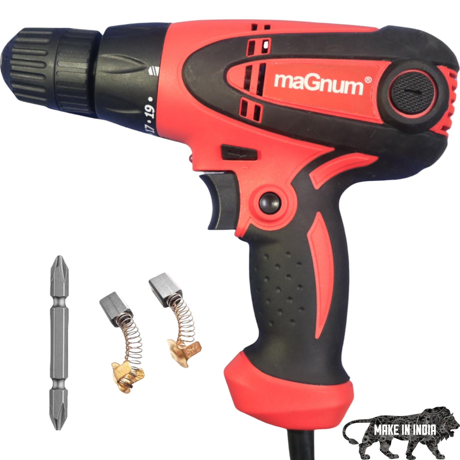 MAGNUM MSD-10PRO Electric Screwdriver 350W, Copper Armature, Chuck 10 mm, 750 RPM, Torque 19+1 Drill (Red-Black)