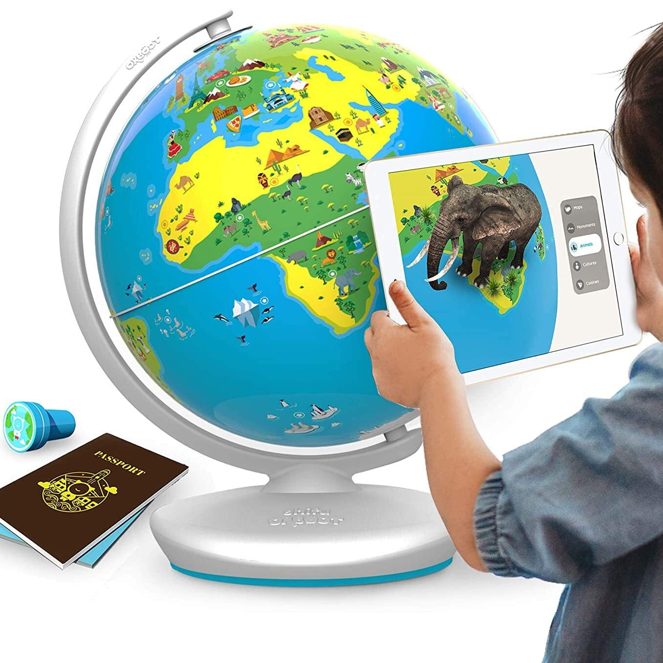 PlayShifu Educational Globe for Kids with 1000+ Facts on Animals, Places, Monuments and More - Orboot Earth Augmented Reality Based Fun Learning, Interactive Game ( 4-10 Years)