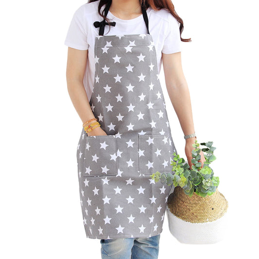 SAMI STUDIOS 100% Cotton Adjustable Bib Cooking Kitchen Aprons Sparkling Stars With Large Pockets, BBQ Drawing Dishwashing Baking Grill Restaurant For Men & Women UNISEX Washable 70x80 Cms Grey