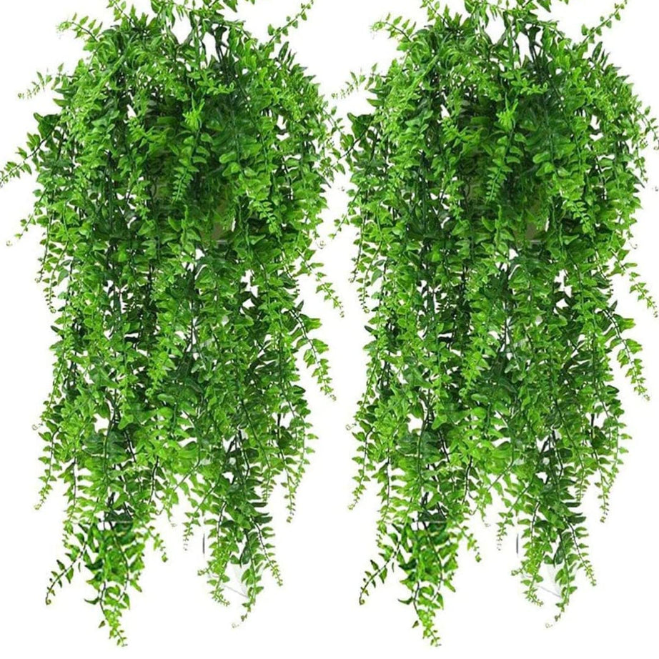 VRB Dec Tm Artificial Greenery Ferns Plants Vines Fake Ivy Hanging Flower Vine Pine Needle Wall Hanging For Home Decor Door Wall Balcony Decoration Party Festival Craft (Grass Fern Hanging, Pack of 1)