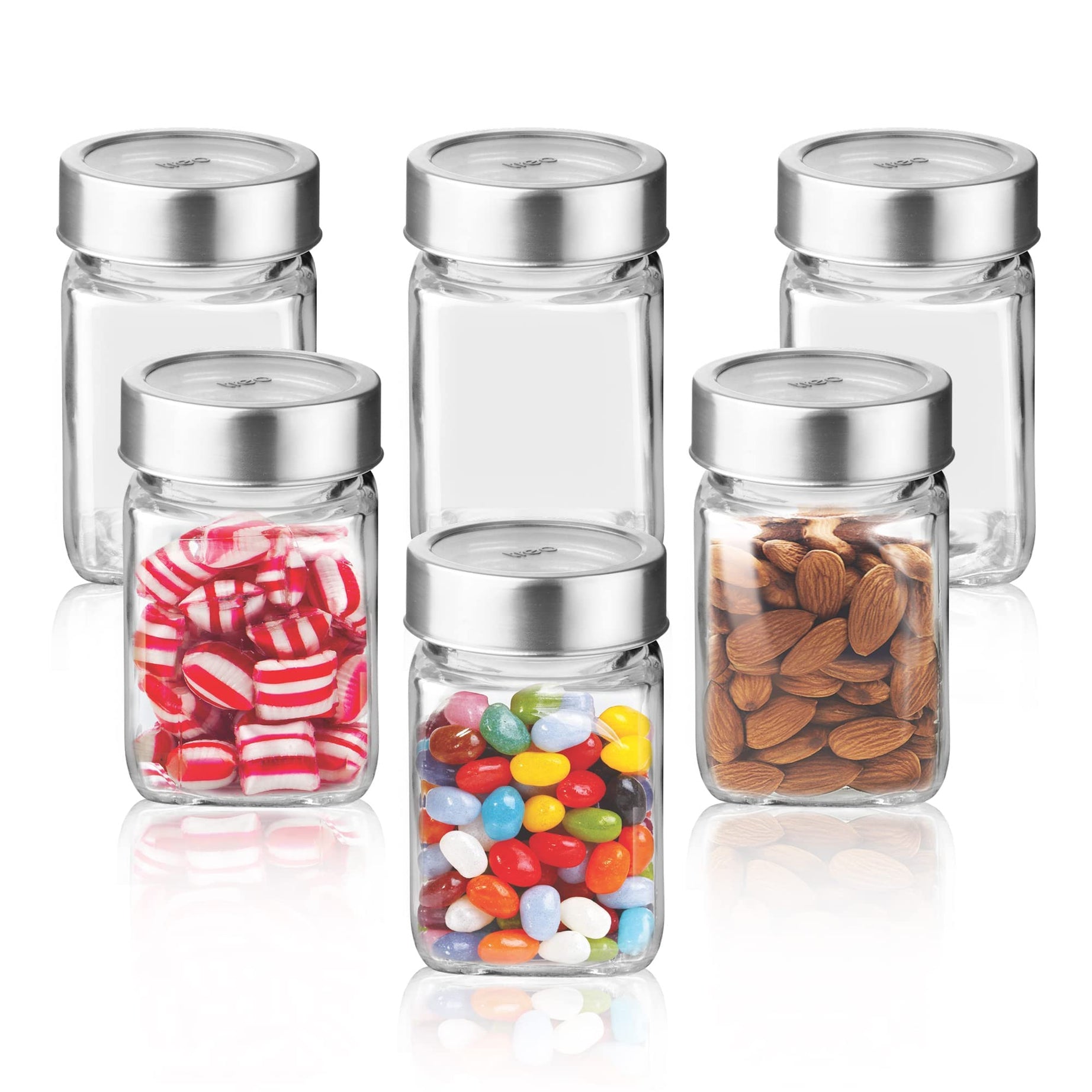 Treo By Milton Cube Storage Glass Jar, Set of 6, 310 ml Each, Transparent | BPA Free | Storage Jar | Kitchen Organizer | Modular |Multipurpose Jar | Cookies Jar |