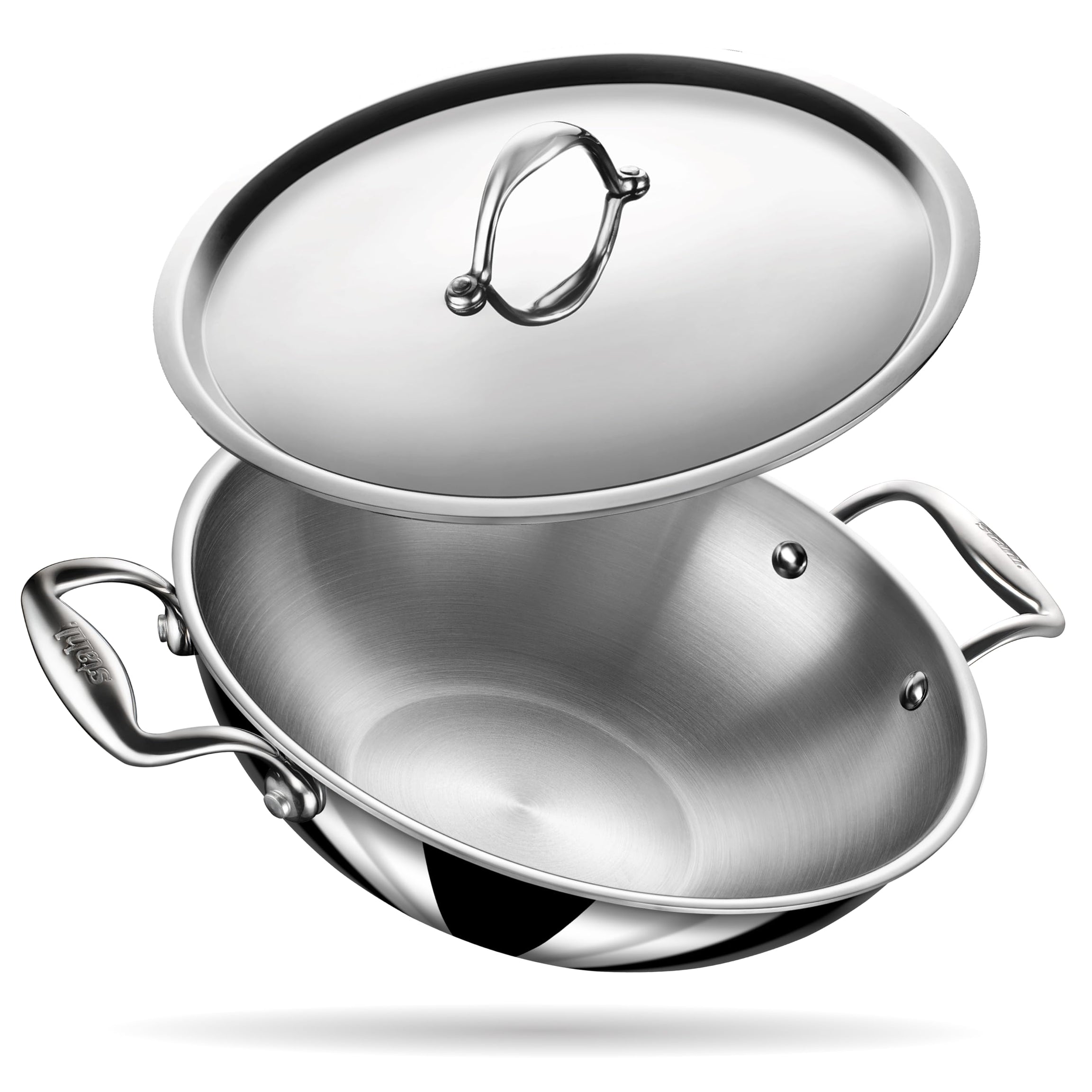 Stahl Artisan Triply Stainless Steel Kadhai with Lid,Kadai for Cooking, Stainless Steel Cookware Triply Kadai, Induction & Gas Stove Compatible, 3.3 L, 26 cm