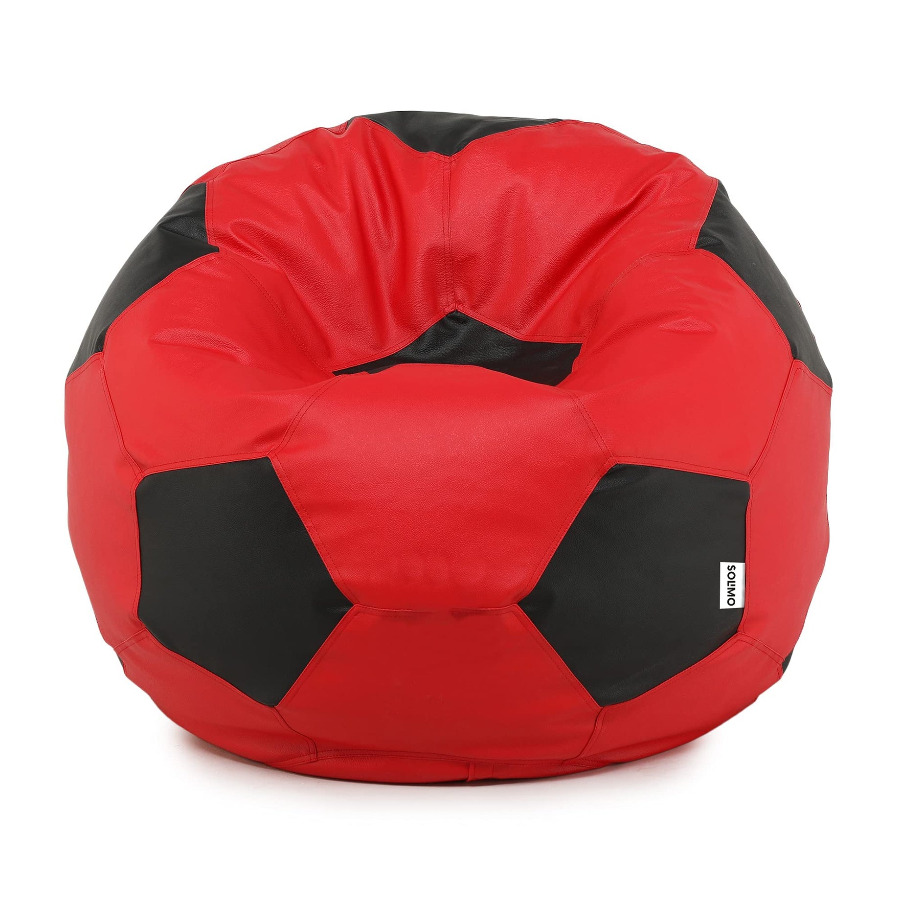 Amazon Brand - Solimo XXXL Football Faux Leather Bean Bag Cover without Beans (Red and Black)