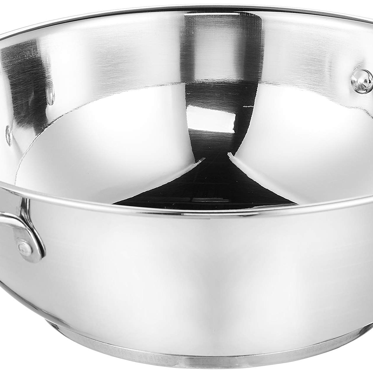 Amazon Brand - Solimo Stainless Steel Induction Bottom Kadhai (25cm), Silver