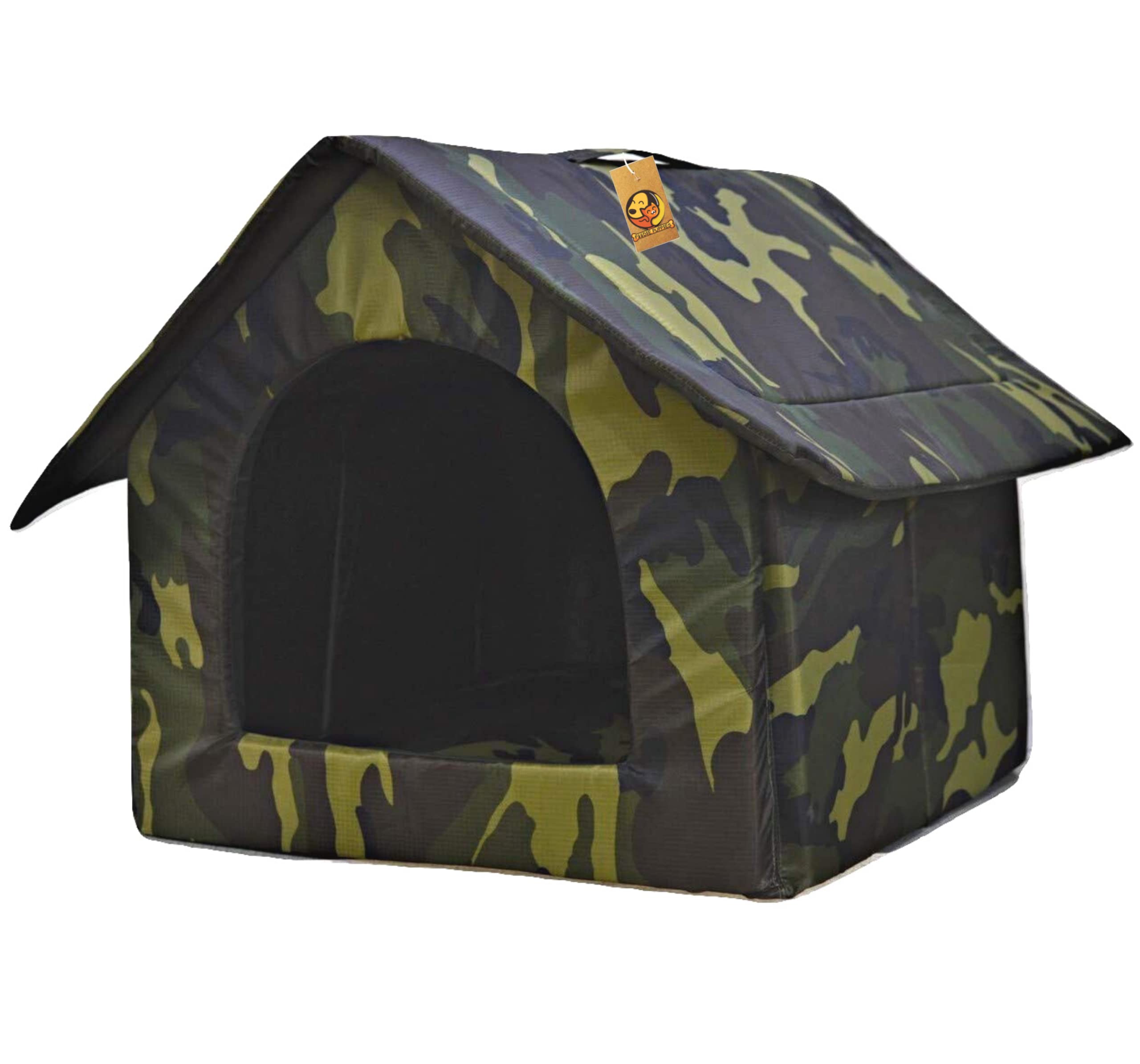 Foodie Puppies Soft & Light Weight Designer Luxurious Foldable Hut Army Print Large Pet Tent/Kennel/House/Hut for Cats/Kitten/Puppies & Dogs (Hut, 21 * 23 * 21 inch), (Large)