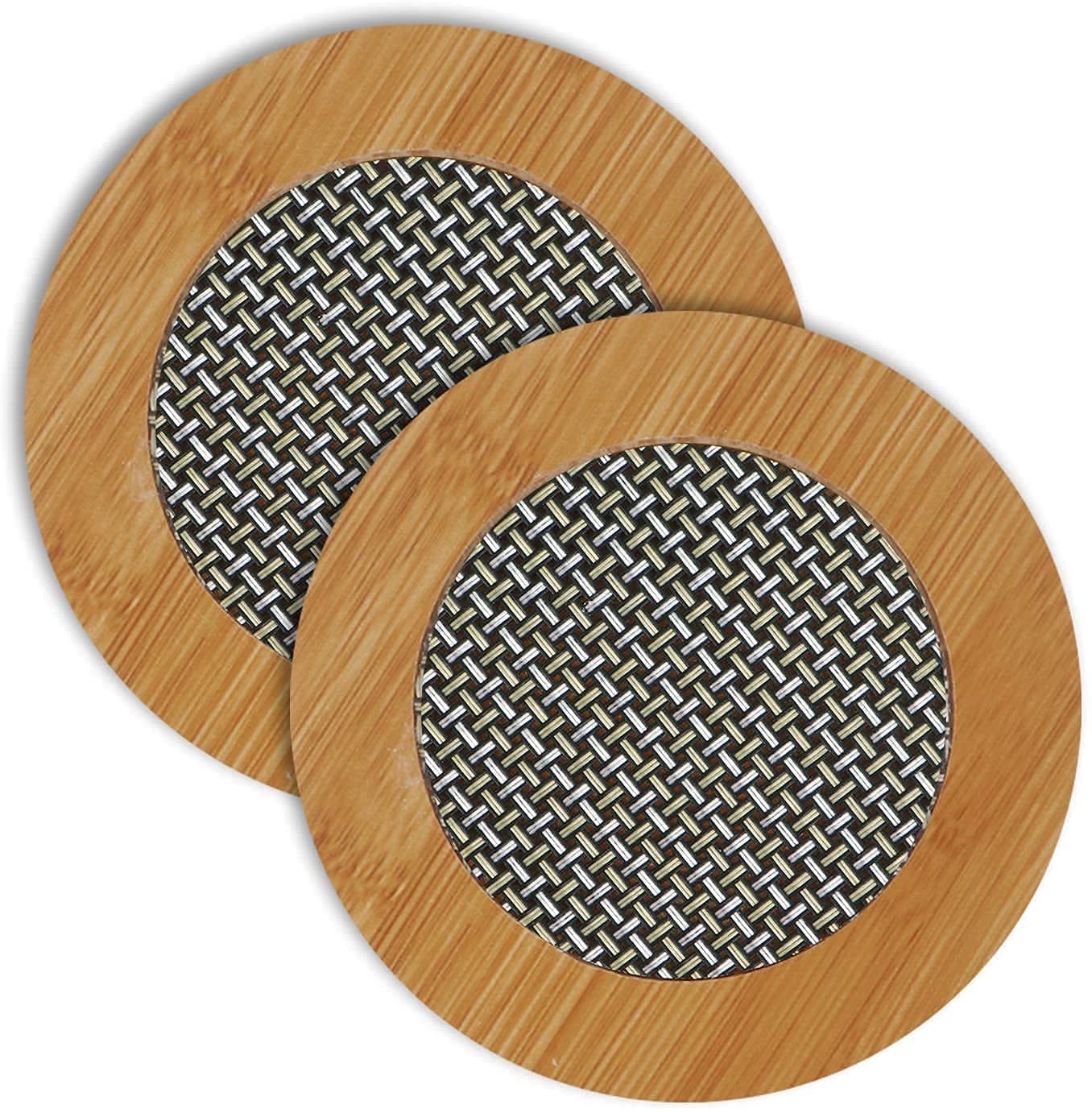 PASHANDOZ Wooden Trivets for Hot Pots Wooden Coasters for Cups Coasters for Hot Utensils Trivets for Dining Table Pot Mat for Kitchen Bamboo Coaster Heat Pad for Kitchen Counter Top - (Pack of 2)