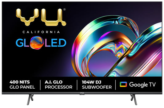 Vu 108 cm (43 inches) The GloLED 84 Watt DJ Sound Series 4K Smart Google TV 43GloLED (Grey)