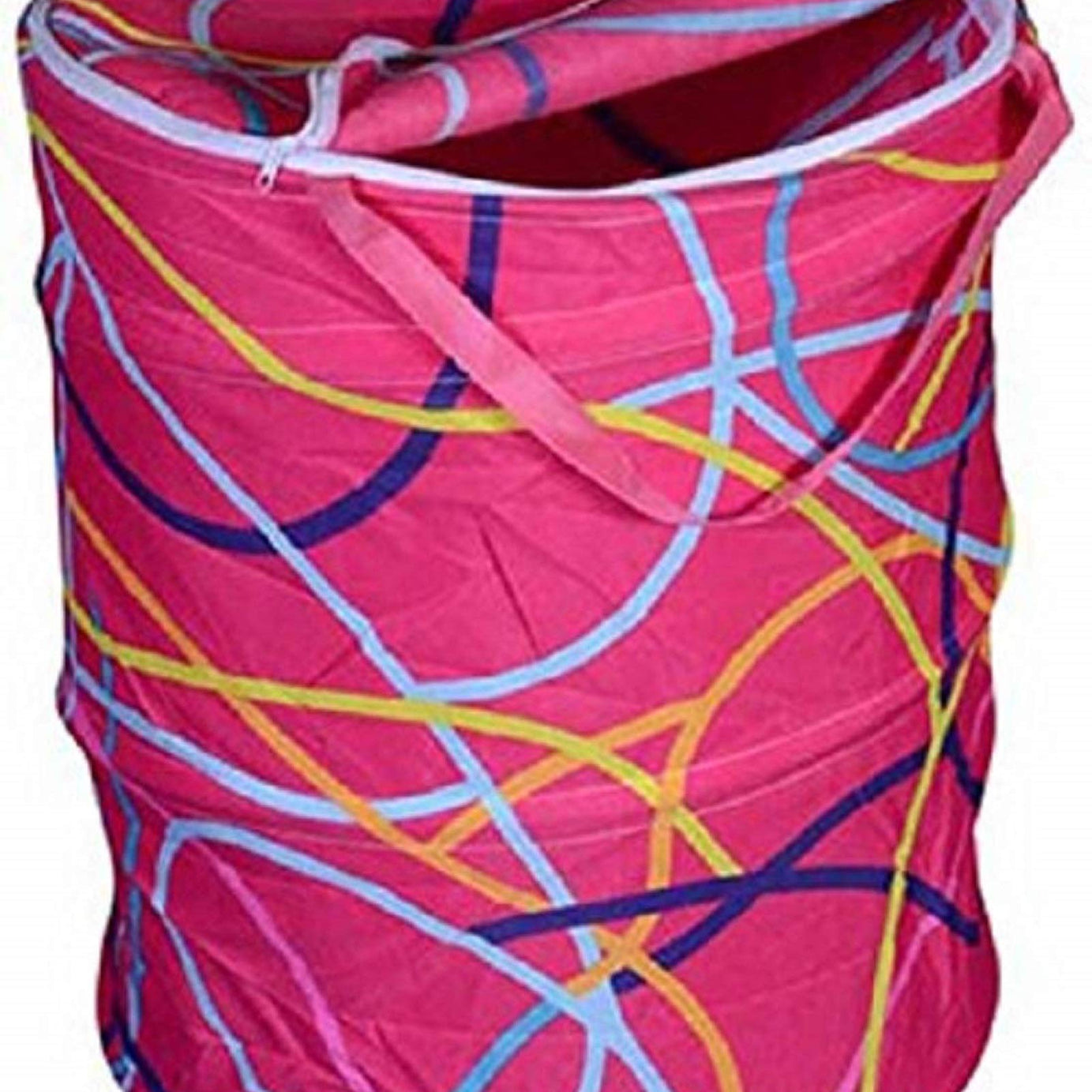 Kuber Industries Round Cloth Foldable Laundry Basket Bag, Volume:-30L,Multi Color,Cotton