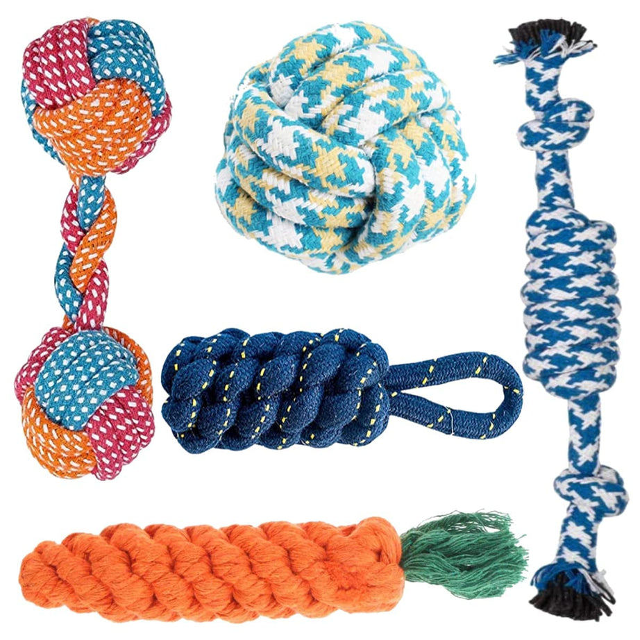 Agirav Tail Dog Toys + Dog Chew Toys + Puppy Teething Toys + Rope Toys + Dog Toys for Small to Medium Dog Toys + Dog Toy Pack(Pack of 5)