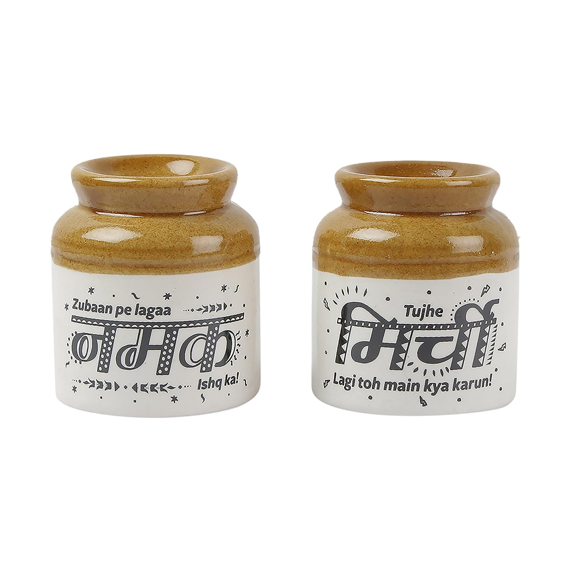 EK DO DHAI Ceramic Salt & Pepper Shaker | Dispenser with Perfect Holes | Suitable for Home + Cafe + Dining Table + Kitchen | Set of 2