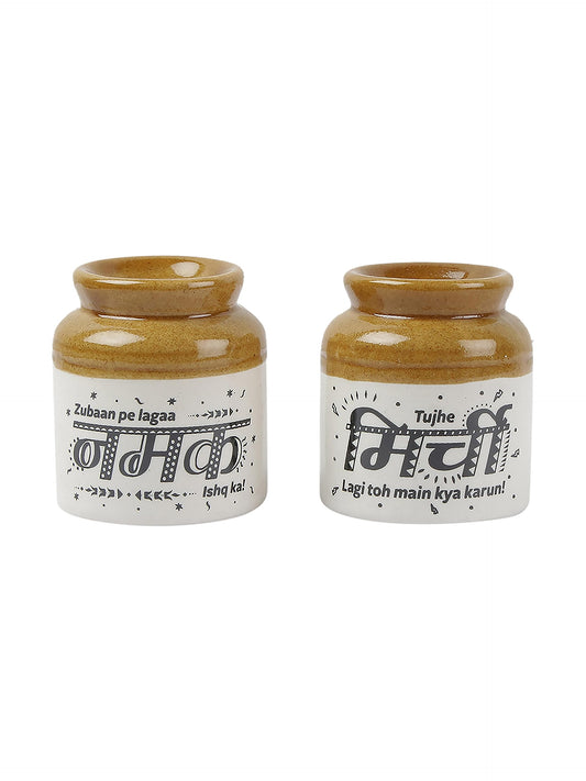 EK DO DHAI Ceramic Salt & Pepper Shaker | Dispenser with Perfect Holes | Suitable for Home + Cafe + Dining Table + Kitchen | Set of 2