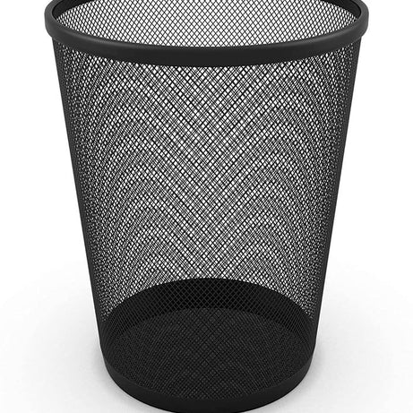 Gra8 Decorative -Round Trash Bin, Metal Mesh Round Dustbin for Waste & Papers, 28 x 19 x 23 cm (Black)(1 PCS)