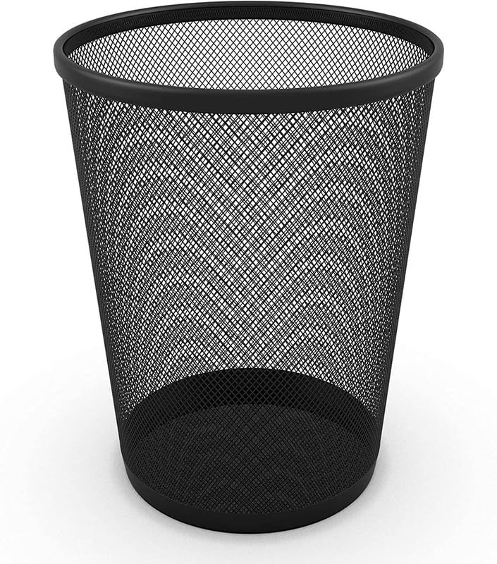 Gra8 Decorative -Round Trash Bin, Metal Mesh Round Dustbin for Waste & Papers, 28 x 19 x 23 cm (Black)(1 PCS)