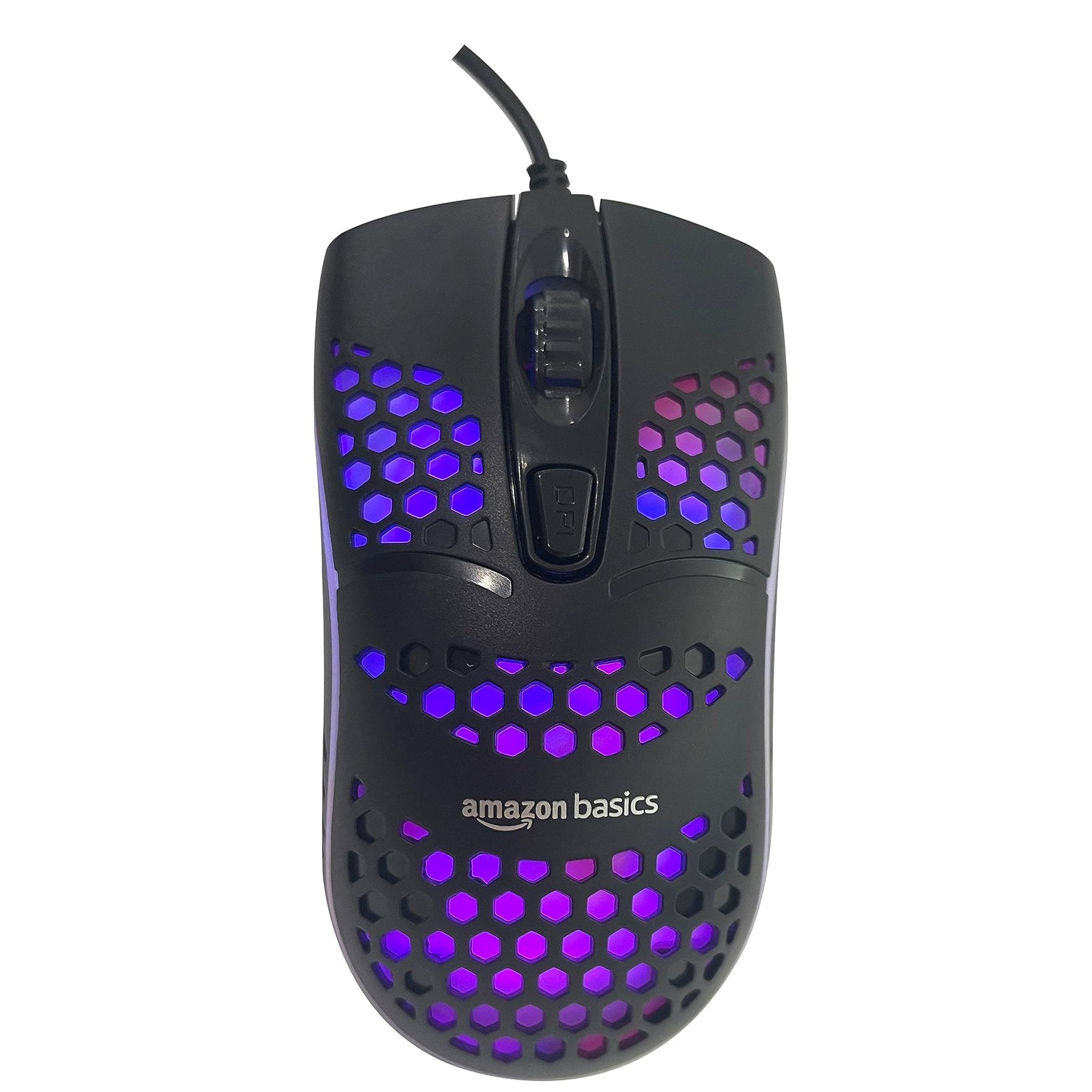 amazon basics Wired Gaming Mouse with Rainbow Backlight I 4 preprogrammed Buttons I 3600 DPI I 1.5 Cable I Colour- Black & Honey Combo Design