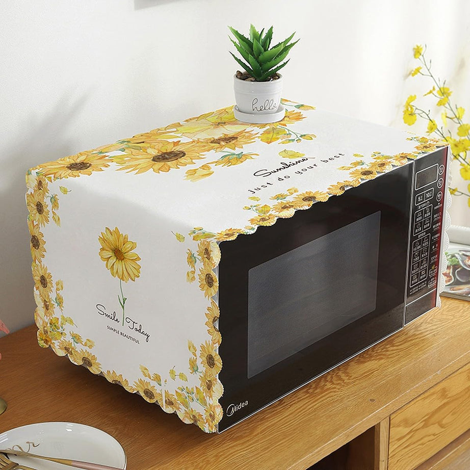 Wolpin Microwave Oven Dust Proof Cover Modern Design Kitchen (100 x 35 cm) Sunflower Blossom