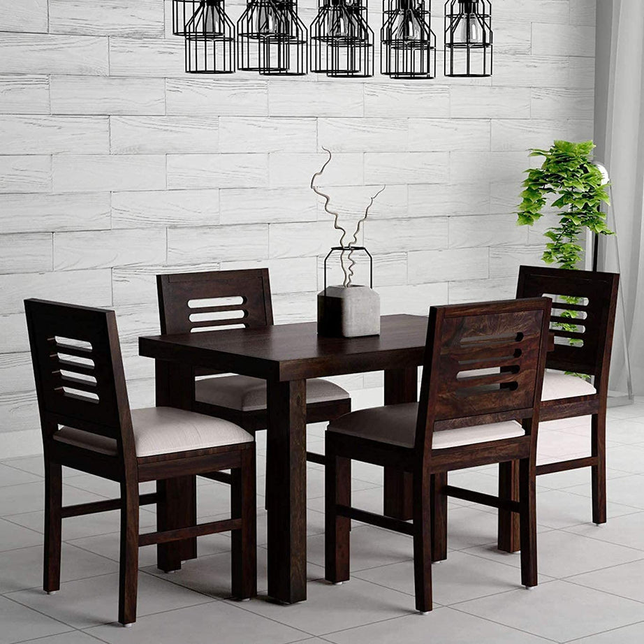 WOODBONE 4 Seater Dining Table with Chair || Dining Room Set || Dining Table Set || Sheesham Wood Dining Table 4 Seater || Wooden Dining Table 4 Seater || 4 Seater Walnut