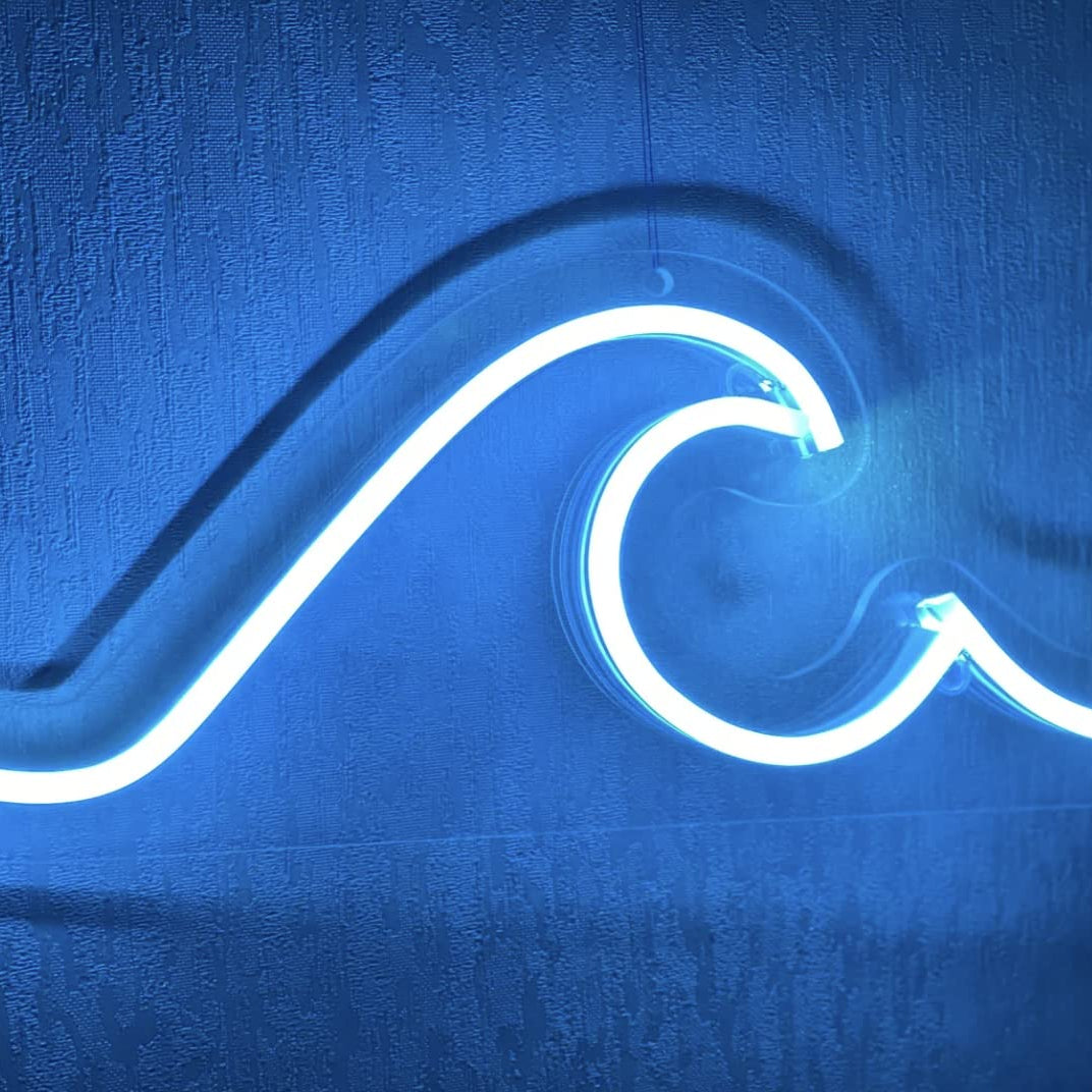 Wave Neon Sign for Room Wall Bright Ice Blue Colour Neon Led Light with Adapter