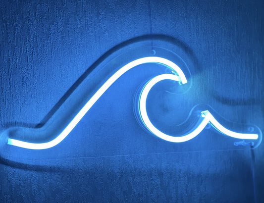 Wave Neon Sign for Room Wall Bright Ice Blue Colour Neon Led Light with Adapter