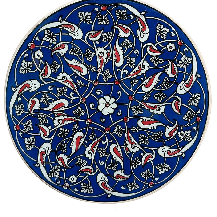 TurkCeramics by OMKAR INTERNATIONAL Hand-Crafted Turkish Trivets Round Ceramic Coaster (16 cm x 16 cm x 1 cm, OMRC16C-MIX7)……