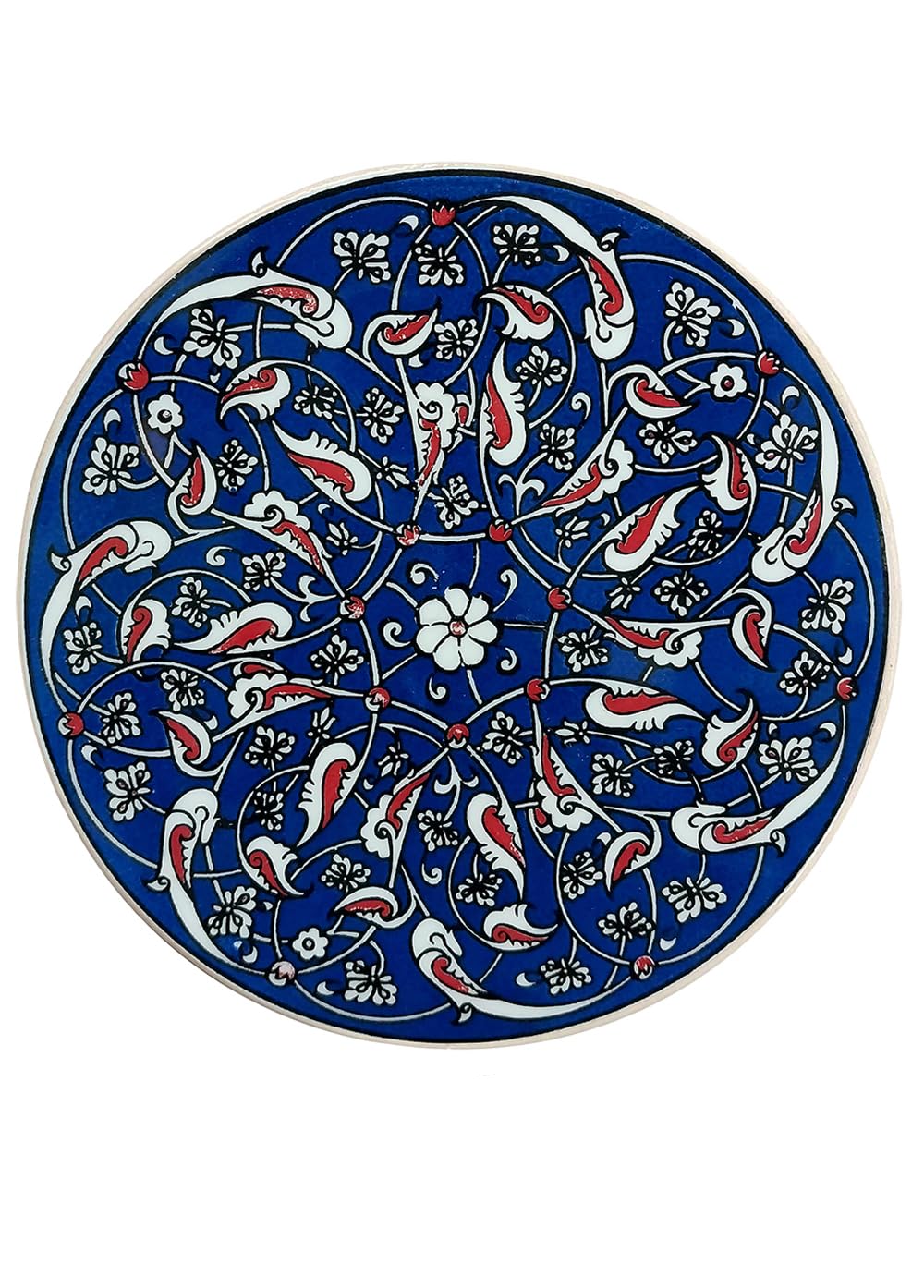 TurkCeramics by OMKAR INTERNATIONAL Hand-Crafted Turkish Trivets Round Ceramic Coaster (16 cm x 16 cm x 1 cm, OMRC16C-MIX7)……