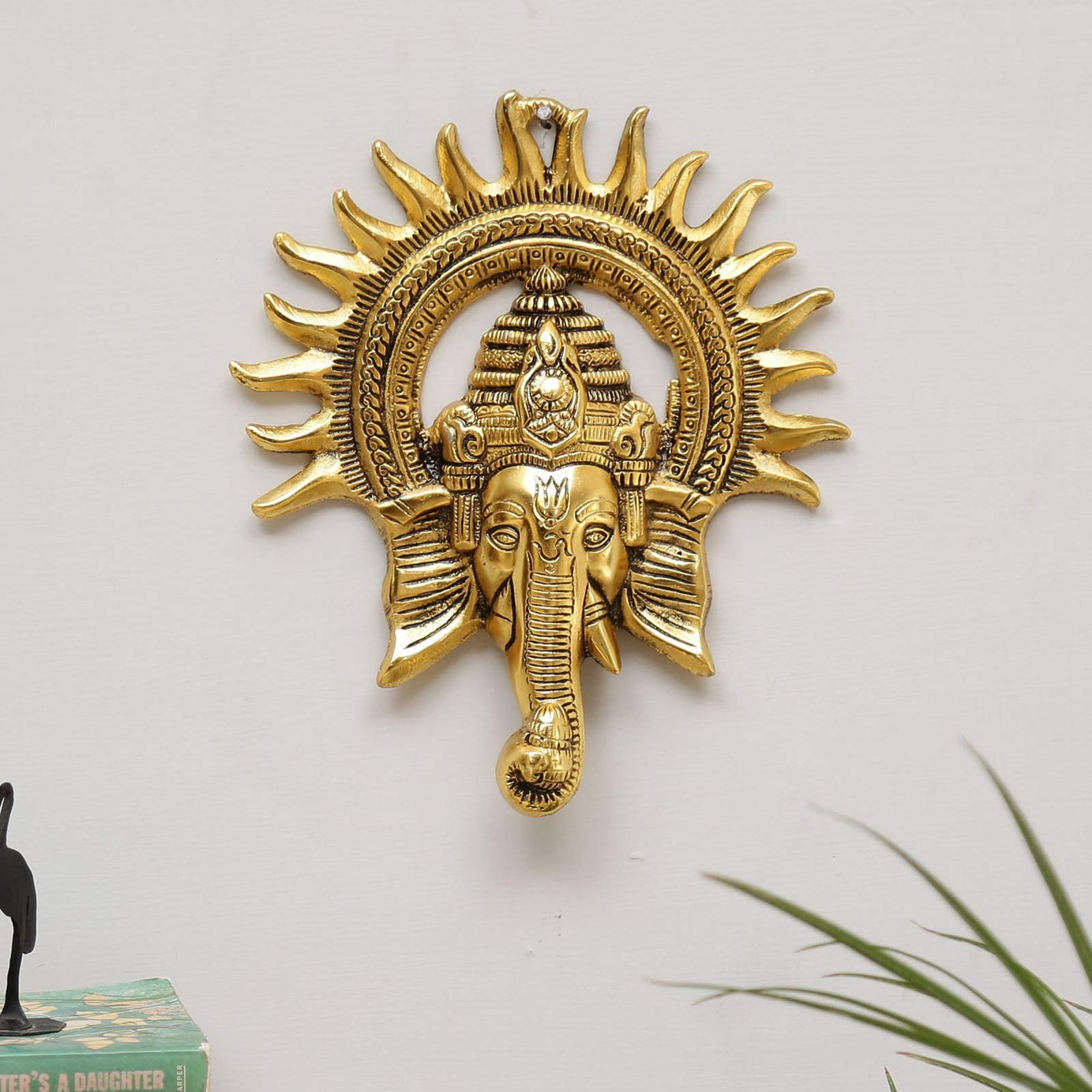 KridayKraft Metal Ganesha ji Statue,Ganpati Wall Hanging Sculpture Lord Ganesh Idol Lucky Feng Shui Wall Decor Your Home, Office,Religious Gift Article Decorative,Showpiece Figurines...