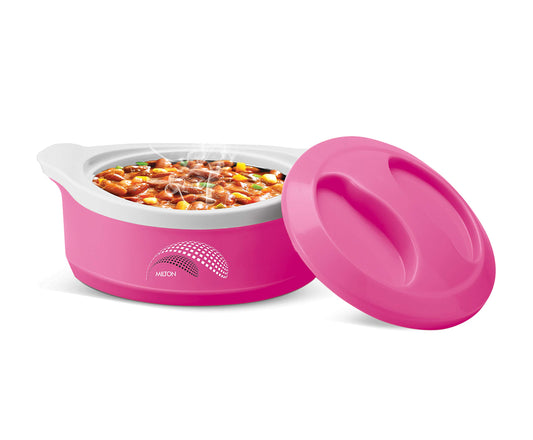 MILTON New Marvel 1500 Inner Steel Casserole, 1240 ml, Pink | BPA Free | Food Grade | Easy to Carry | Easy to Store | Ideal for Chapatti | Roti | Curd Maker